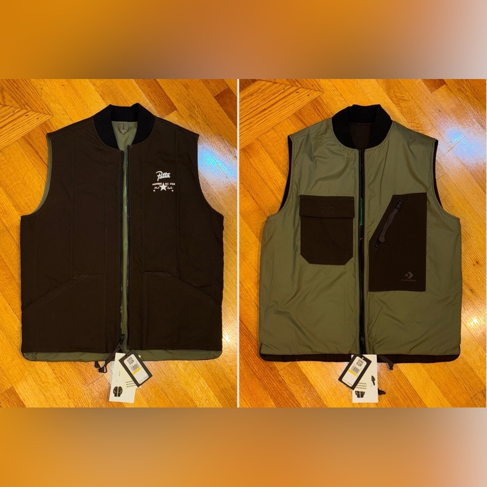 Patta x Converse Reversible Insulated Vest - Black/Green - Men's Medium - NWT